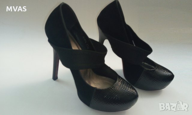 Черни обувки на висок ток 37 номер матови лачени, снимка 5 - Дамски елегантни обувки - 26626630