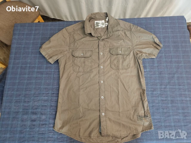 Кафява риза Esprit с метални копчета – размер L, снимка 2 - Ризи - 51402084