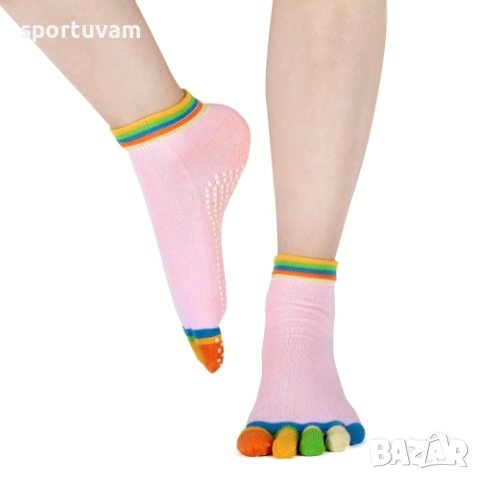 Чорапи за йога, с шарени пръсти, чорапи за пилатес, размер: 35-39, снимка 5 - Йога - 43898443