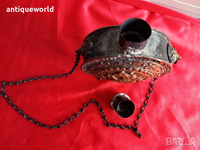 19Век Стара Бронзова Барутница,Барутник Свети Георги , снимка 9 - Антикварни и старинни предмети - 52569432