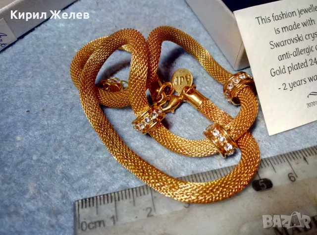 AdF ФРЕНСКО КОЛИЕ с Кристали СВАРОВСКИ SWAROVSKI и 24 КАРАТА ГАРАНТИРАНА ПОЗЛАТА БУТИКОВО БИЖУ 48342, снимка 13 - Колиета, медальони, синджири - 47597820