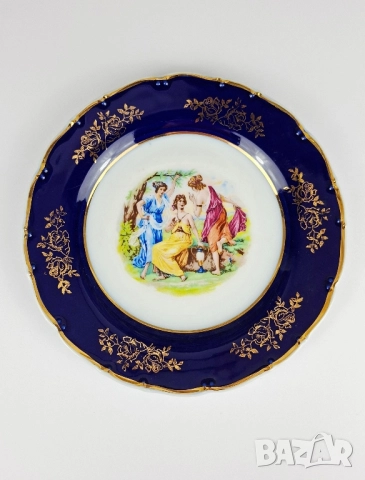 Кобалтови чинии с трите грации - Чехословакия, снимка 2 - Чинии - 50169015