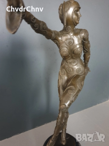39см-5кг Chiparus статуетка/френска бронзова скулптура/Арт Деко фигура кабаретна танцьорка-балерина, снимка 5 - Статуетки - 52466326