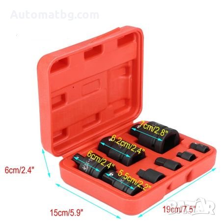 Преходници адаптери Automat, ковани, за гайковерт, 8 части, снимка 4 - Аксесоари и консумативи - 28937947