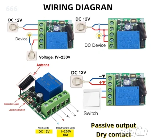 Универсален безжичен дистанционен превключвател, снимка 6 - Друга електроника - 53302220