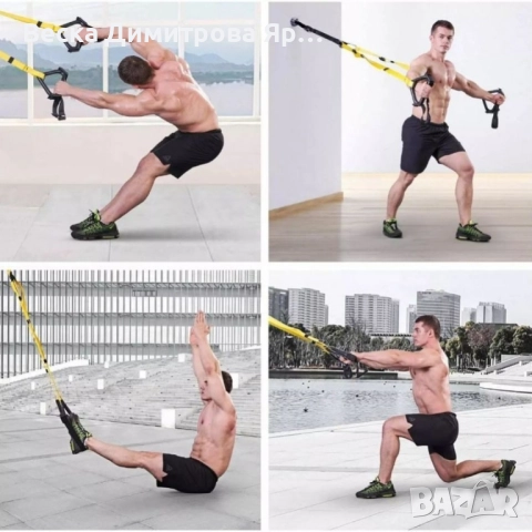 TRX Мултифункционален фитнес уред с ленти, снимка 5 - Фитнес уреди - 52173710