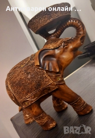 Индийски слон - СВЕЩНИК, богато декориран | естествена смола, снимка 3 - Нумизматика и бонистика - 52747440