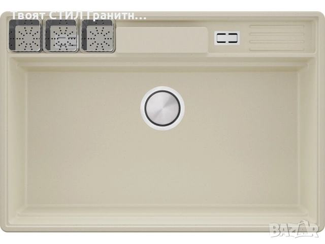 Бежава кухненска гранитна мивка Ню Йорк 80 Multispace 780 x 530 мм -22% Ново, снимка 2 - Мивки - 51834729