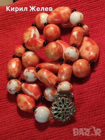 СТАР РЕТРО ГЕРДАН МЪНИСТЕНА ОГЪРЛИЦА с ПОЛУСКЪПОЦЕННИ КАМЪНИ и ФИЛИГРАННА БРОНЗОВА ЗАКОПЧАЛКА 28491, снимка 12 - Антикварни и старинни предмети - 47284249