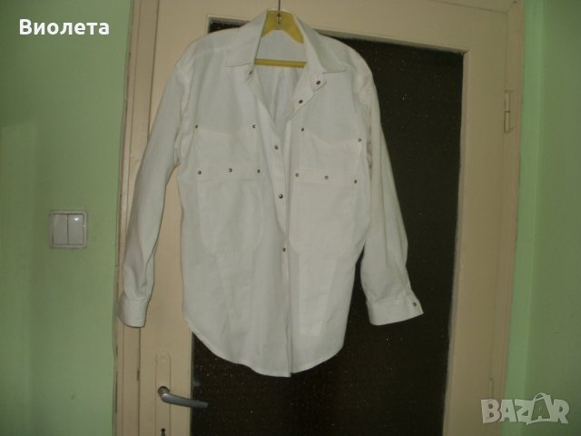 Продавам нова бяла дамска риза спортен модел L    , снимка 1 - Ризи - 32598582