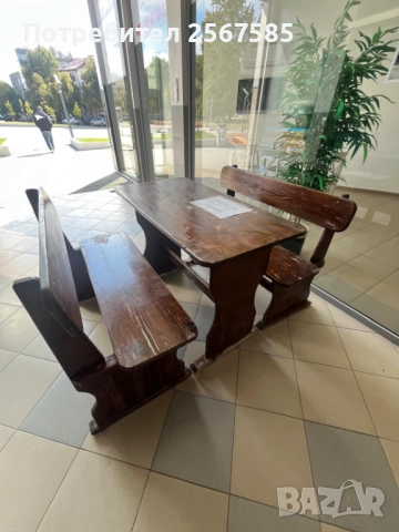 Трапезна маса с 2 бр. пейки, снимка 2 - Маси - 51908638