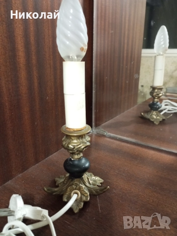 Малка бронзова лампа имитираща свещник, снимка 9 - Антикварни и старинни предмети - 52188235