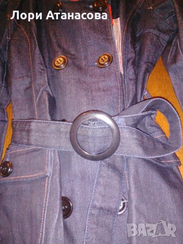 Дамски шлифер в мастилено синьо, снимка 6 - Палта, манта - 26783534