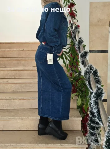 Дамски Син Мек И Еластичен Дънков Комплект, снимка 3 - Комплекти - 48553892