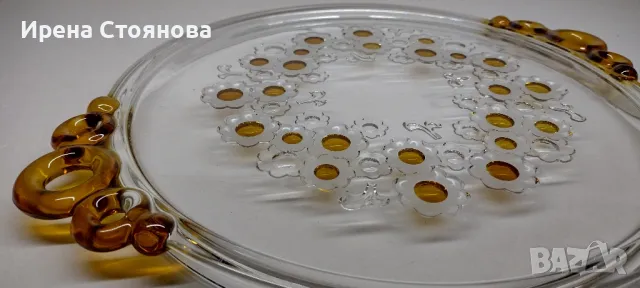 Винтидж чиния за торта/плато, кристално стъкло Walther Crystal Glas, серия Campana,  1970 , снимка 9 - Чинии - 47918321