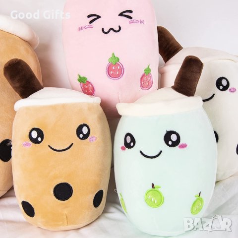 Сладка голяма плюшена възглавница Bubble Tea за деца, снимка 7 - Плюшени играчки - 42934015
