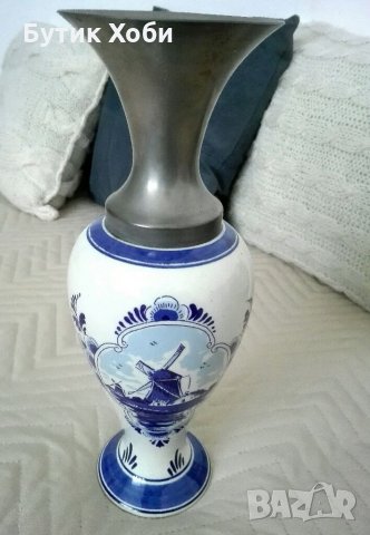 Рядка колекционерска холандска ваза Делфт, снимка 2 - Антикварни и старинни предмети - 32881362