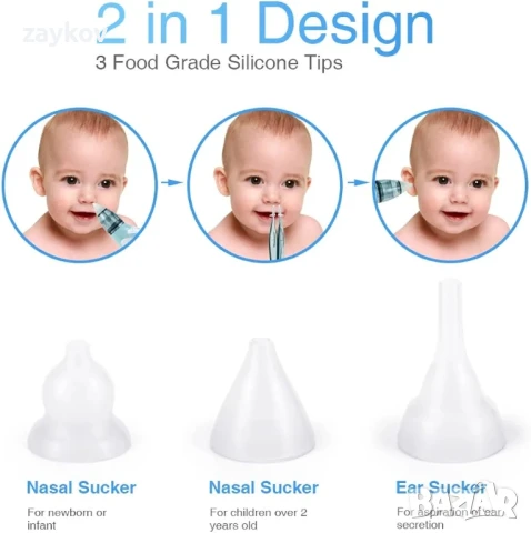 Бебешки назален аспиратор, електрически почистващ препарат за нос, снимка 2 - Друга електроника - 50607988