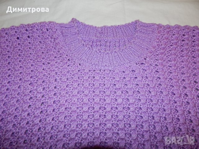 Лилава блуза- ръчно плетиво Л размер, снимка 8 - Блузи с дълъг ръкав и пуловери - 27306342