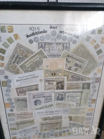 Стар колаж на немските марки от голямата инфлация 1914-1923г, снимка 4 - Нумизматика и бонистика - 39687775