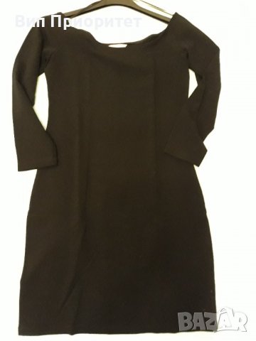 Черна еластична елегантна рокля марка Н & М къса с 3/4 ръкав и много сексапилно лодка-деколте, снимка 7 - Рокли - 37434358