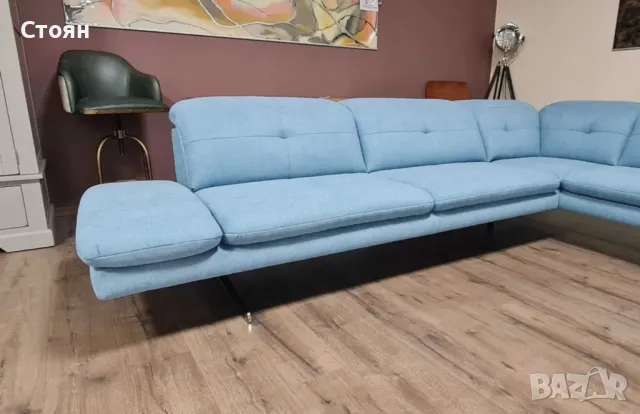 ПРОМОЦИЯ!!! Син ъглов диван от плат "DANA", снимка 4 - Дивани и мека мебел - 48633016
