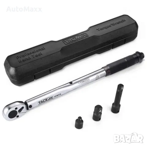 Комплект динамометричен ключ TACKLIFE 3/8" Drive Click с адаптери и удължител (HTW1A)

