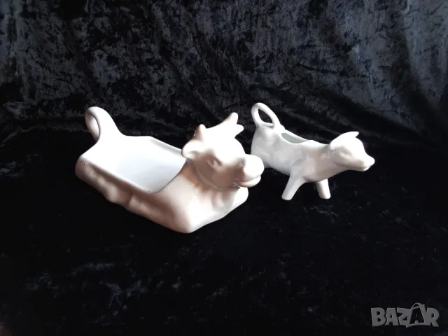 порцелан каничка за сметана-мляко и форма за масло -фигури крава крави, снимка 1