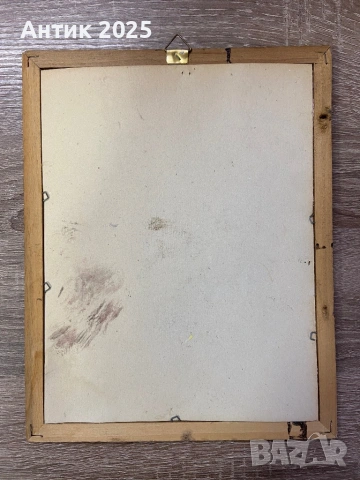 Винтидж картина с маслени бои „Пейзаж с брези и планини“, средата на ХХ век, снимка 4 - Антикварни и старинни предмети - 53185973