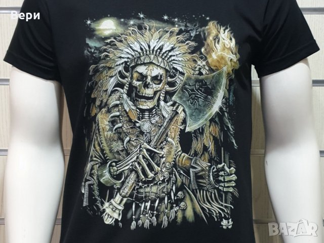 Нова мъжка тениска с дигитален печат, Викинг серия, Скелет с брадва, снимка 10 - Тениски - 29050833