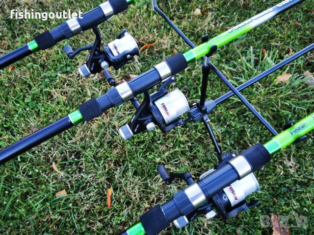 Шарански комплект Filstar. 3 въдици и 3 макари с корди, снимка 3 - Въдици - 43104742