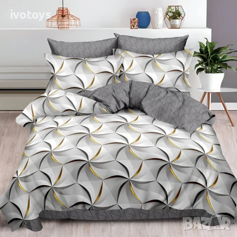 Двулицево спално бельо с ластик, 6 части - Модел WS15233