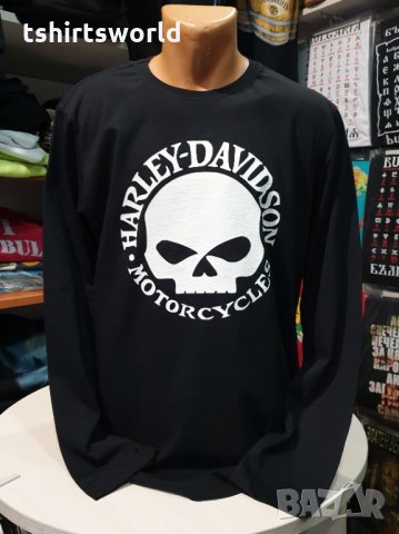 Нова мъжка блуза с дълъг ръкав и дигитален печат Harley Davidson, Череп, снимка 3 - Блузи - 34657141