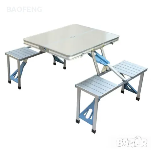 %@! Нови  Алуминиева сгъваема маса с 4 стола за пикник ,85x67x67 см тип куфар от ВНОСИТЕЛ, снимка 10 - Къмпинг мебели - 50102209