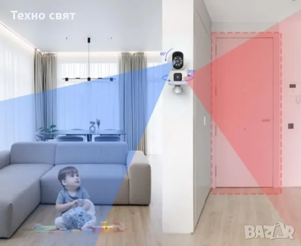 ICsee Двойна смарт камера за видеонаблюдение WI-FI КАМЕРИ, снимка 3 - IP камери - 48918598