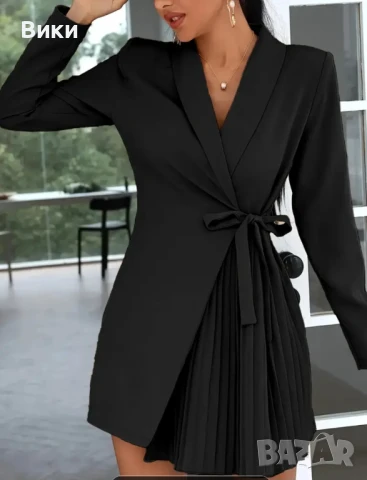 Елегантен модел плисирана рокля-блейзър, размер  М