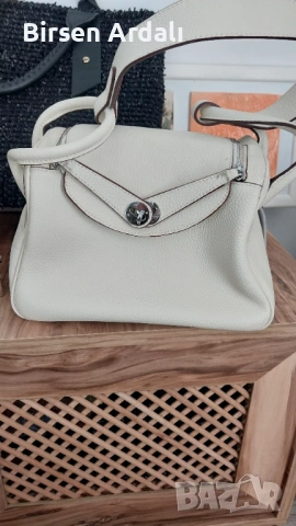 Дамска кожена чанта – вдъхновена от Hermès, екрю, снимка 3 - Чанти - 53146894