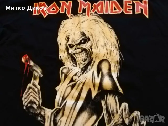 Маркова тениска Fruit of the loom на Iron Maiden Killers размер Л отлична, снимка 4 - Тениски - 48970526
