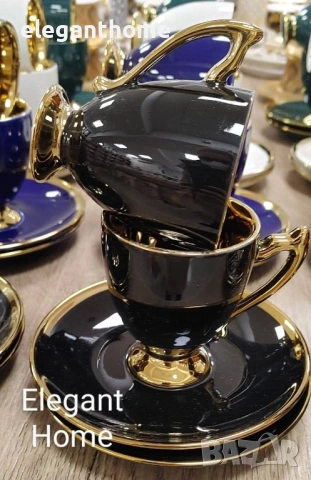 Порцеланов сервиз за кафе - от 6 броя чаши за кафе с чинийки