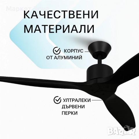 Вентилатор за таван Mellеrware Brizy Ceiling Fan с дистанц. управл.,45W,6 скорости,таймер,DC мотор, снимка 9 - Вентилатори - 51458044