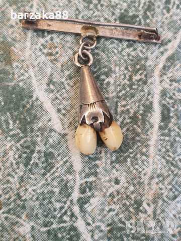 Стар сребърна брошка със зъби от Кошута, снимка 5 - Други - 44847275