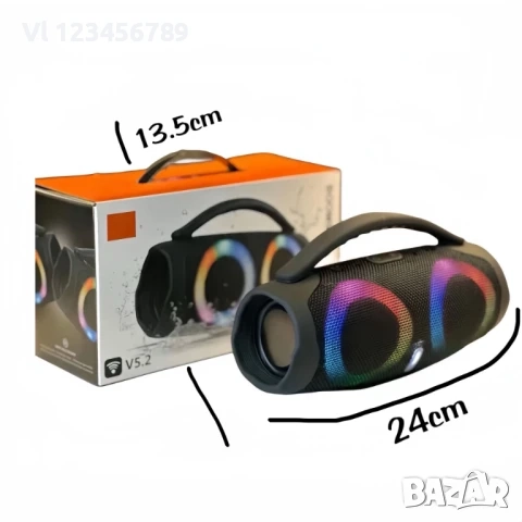 Портативна мощна блутут колона Booms Box 3 Mini RGB, снимка 3 - Радиокасетофони, транзистори - 52270232