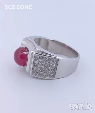Стилен мъжки пръстен с рубин, снимка 3 - Пръстени - 53381795
