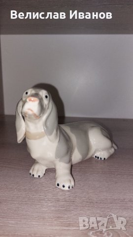 Порцеланова статуетка куче басет. Отлично състояние., снимка 2 - Колекции - 43337822