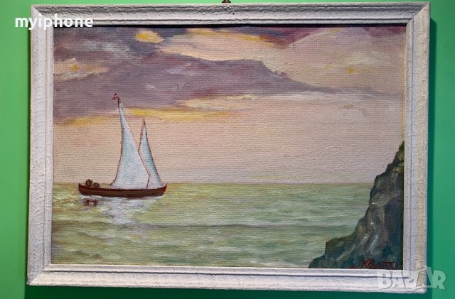 Картина масло 53,5 см. на 38,5 см. масло подписана, снимка 4 - Картини - 43886952