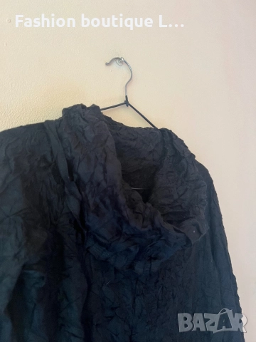 Черна рокля с дълъг ръкав и голямо широко поло S размер 🖤, снимка 3 - Рокли - 52278627