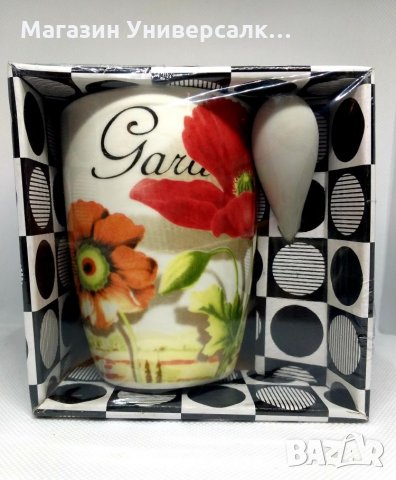 Цветна, шарена Чаша за чай с лажичка комплект , подарък, снимка 2 - Други стоки за дома - 27631755
