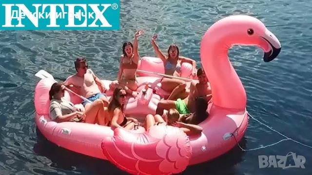 Надуваем дюшек парти остров Фламинго INTEX, 422 x 373 x 185 см