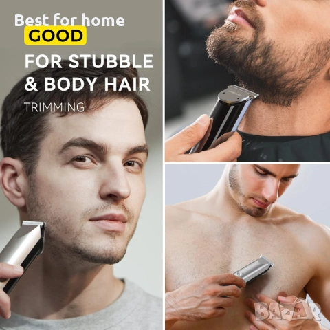 Тример за коса unibono с дисплей, за къса коса и плешива глава, за мустаци със зарядна станция, снимка 3 - Машинки за подстригване - 51796299