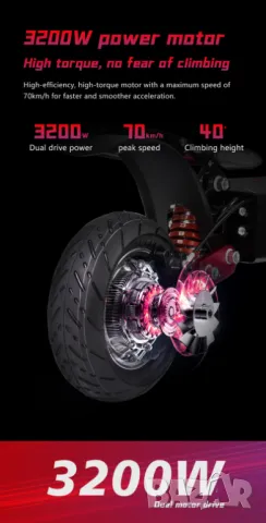 Електрически скутер/тротинетка със седалка BOYUEDA 3200W 28AH, снимка 3 - Други спортове - 49347178